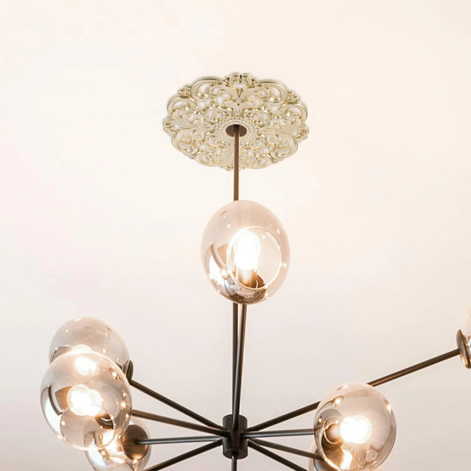

Ceiling Lamp Plate Decoration Round Simple Lighting Ring Plastic Medallion Hollow Carvings European Style Material