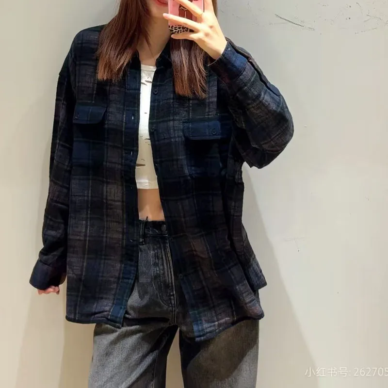 Women's Custom Fabric Washed Distressed Shirt, Fashionable Casual Oversized Jacket, High-Quality Top, 2026 Spring New Arrival,