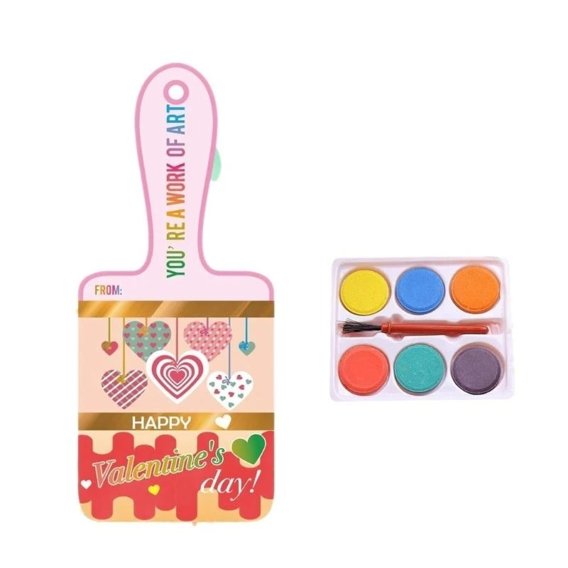 День Святого Валентина Акварельный набор набор для мытья краски кисти кисти и валентинки для школьного художественного проекта