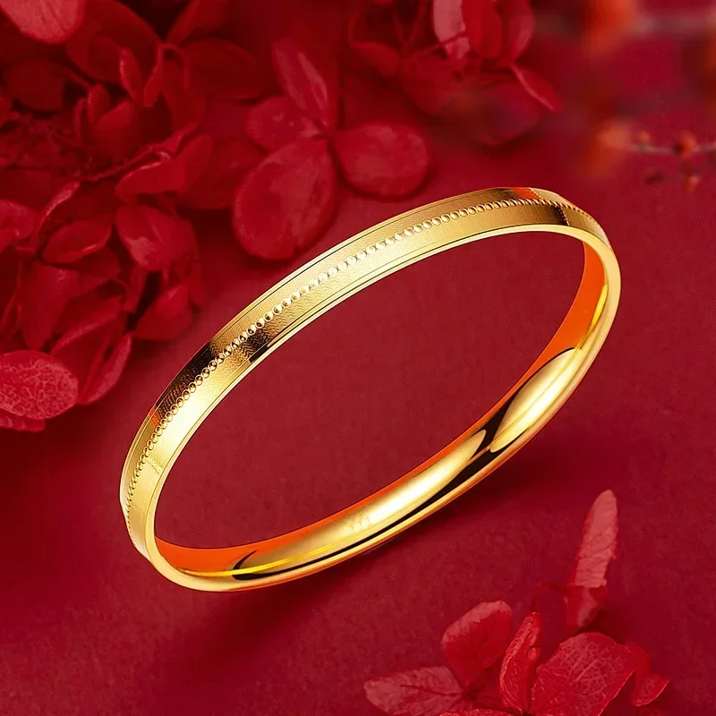 

9999 Real Gold 24K Premium Sense Bracelet Gold Fashion Light Luxury Polka Dot Personality Women's New Bracelet
