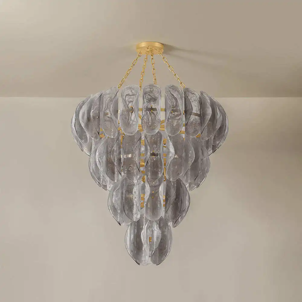 Designer Smoke Glass Chandelier Modern Floral Ceiling Light for Dining Room Bedroom