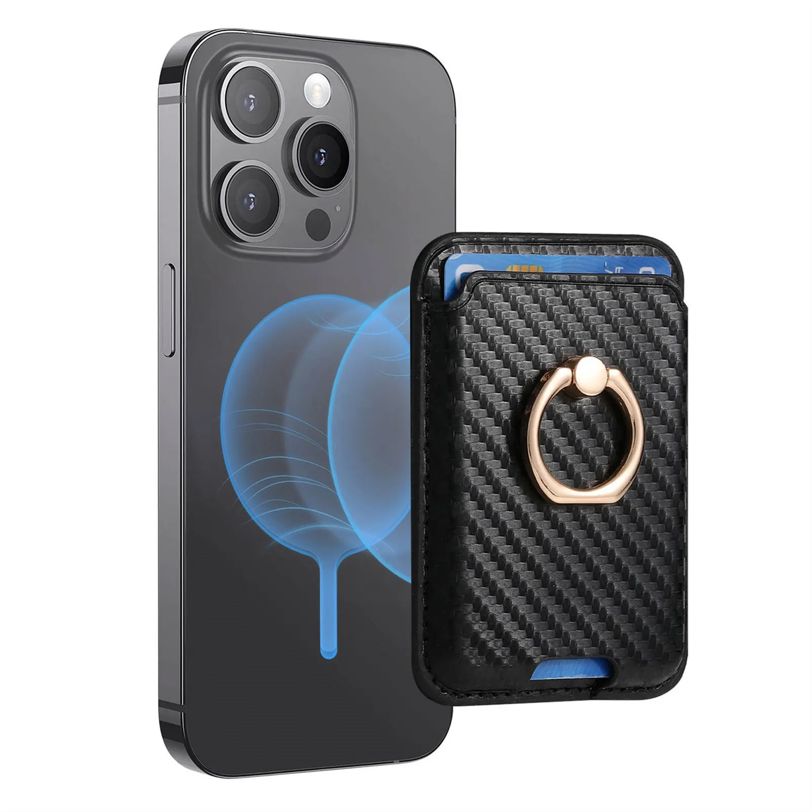 

Rfid Magsafe Credit Card Holder Men Wallets Magnetic Pu Leather Bank Cardholder Case Phone Back Sticker for Iphone 15 16 Pro