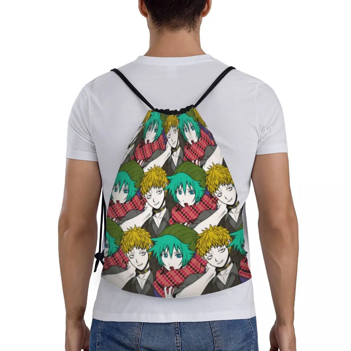 กระเป๋าเป้สะพายหลังแบบมีเชือกผูก ลายอนิเมะเกม Shin Tsukimi YTTD สำหรับผู้หญิงและผู้ชาย พับเก็บได้ เหมาะสำหรับกีฬา ออกกำลังกาย ฝึกซ้อม และจัดเก็บของ