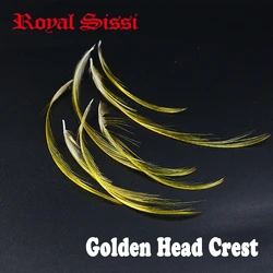 100pcs pack medium size golden pheasant head crest for traditional full dress salmon flies tying feathers fly tying materials