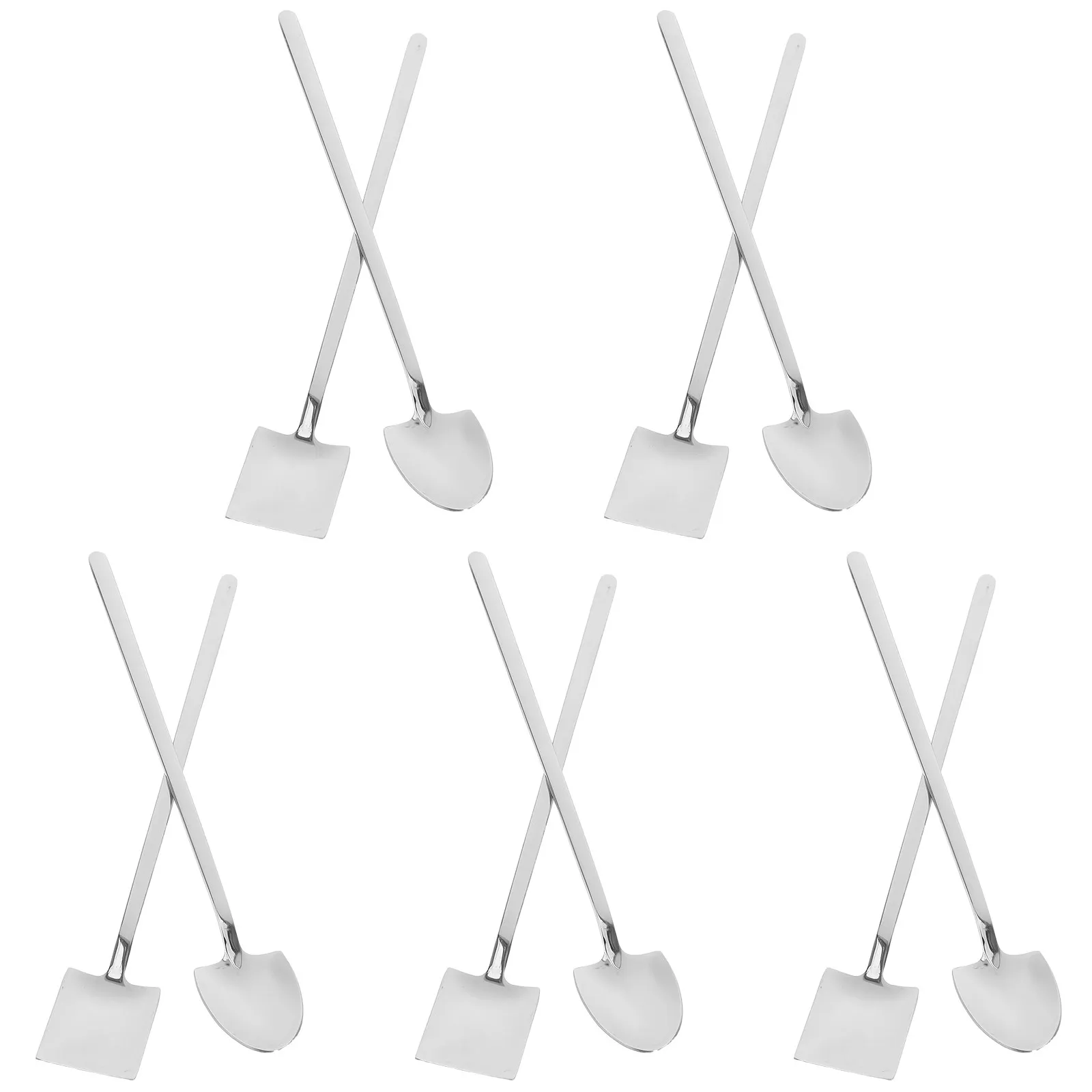 10Pcs Spade Spoon Stainless Steel Dessert Spoon Set Creative Vintage Design for Watermelon Scooping Yogurt Tasting Pudding Cake