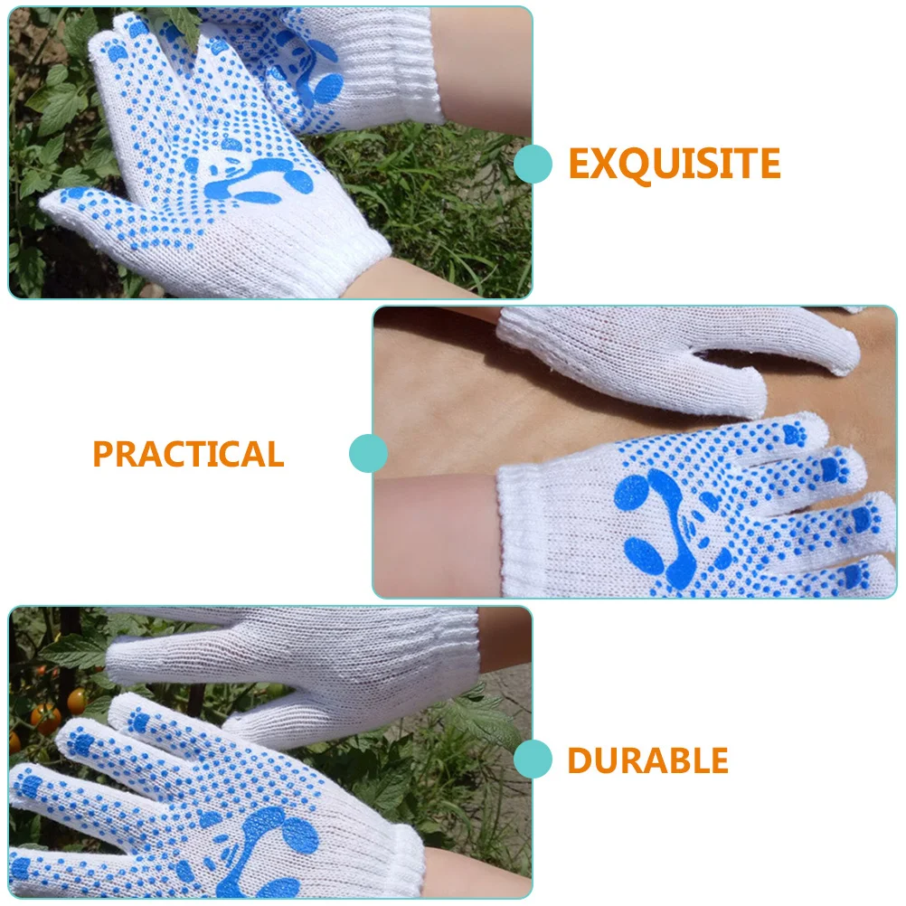 

3Pairs Labor Protection Gloves Premium Polyester Cotton Anti-Slip Breathable Garden Work Safety Gloves for Yard