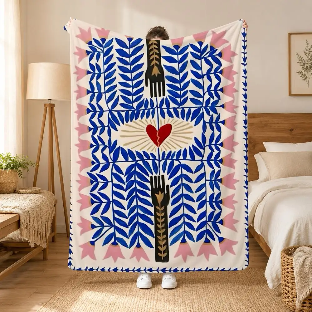 Modern Abstract Design Throw Cozy Summer Nap Flannel Blanket Soft Throw for Office, Couch, Travel & Bed