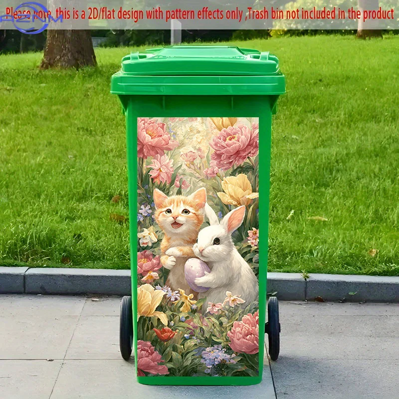 2D Print Dustbin Art Sticker, Household Bin Decor Decal