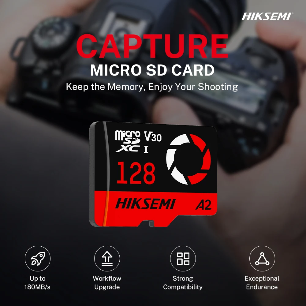 HIKSEMI 캡처 TF 128GB 256GB 512GB 4K SD 카드 클래스 10 UHS-I TLC 최대 180 MB/s 읽기 속도 150 MB/s 쓰기 속도 V30 카메라