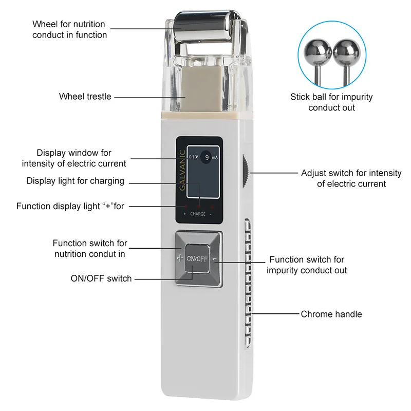 Microcurrent & Ion Facial Cleansing Device Pore Minimizer Skin Care Tool Home Use Beauty Instrument for Deep Cleansing