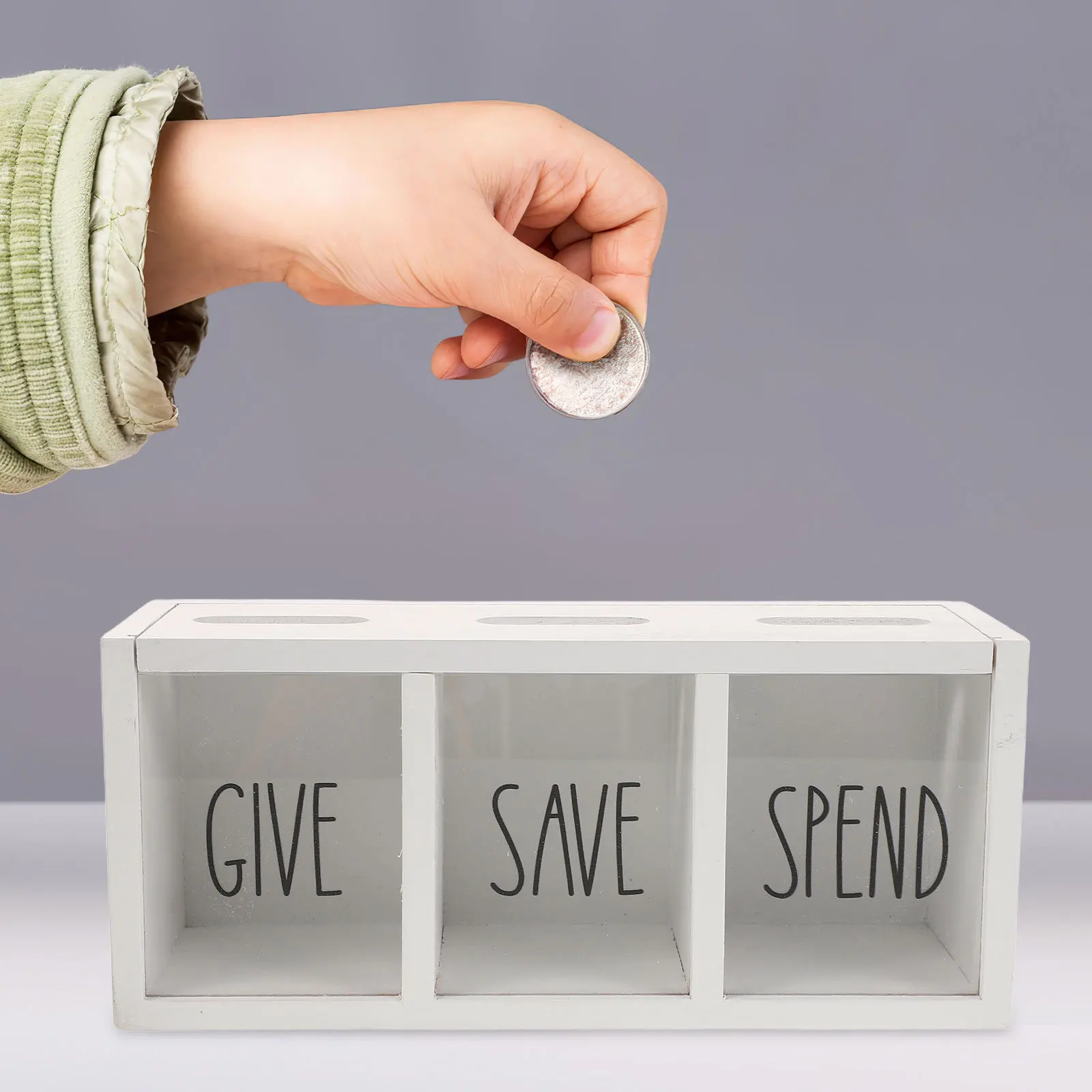 صندوق نقود خشبي مثبت على الحائط يعطي توفير النفقات على شكل حصالة على شكل حيوان للأطفال، بنك العملات المعدنية، منظم توفير مرئي لغرفة النوم وغرفة المعيشة