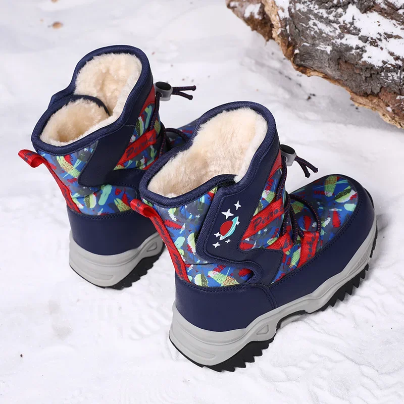 New Arrival Girls Boys Waterproof Boots Fashion Comfortable Plush Warm Children Snow Boots Kids Princess High Top Shoes Sneakers