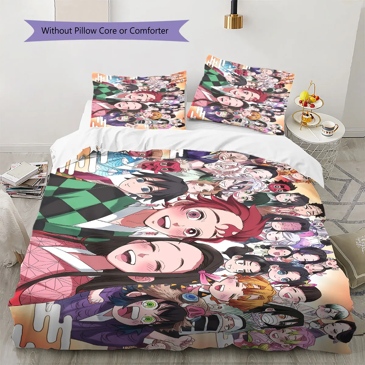Demon Slayer Soft Duvet Cover Child's Bedding Set,Extra Large Size Christmas Gifts Various Sizes Available -HE12