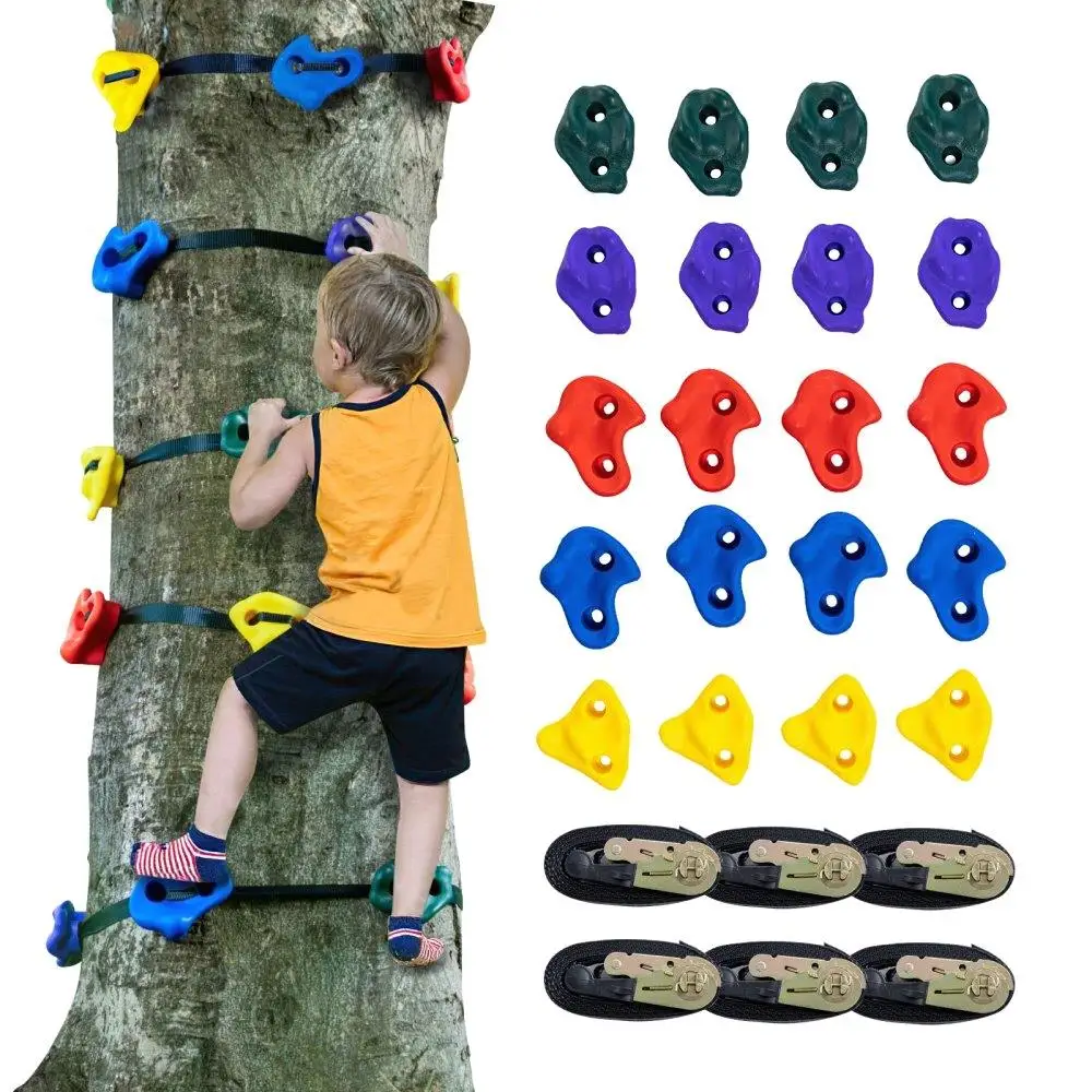 

Multipurpose Tree Climbing Kit 20 Climbing Holds 6 Ratchet Straps Outdoor Adventure Kit Sturdy Lightweight Foldable Portable