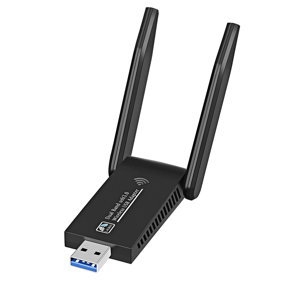 

USB Wi-Fi адаптер 1300 Мбит/с RTL8812BU двухдиапазонный для ПК Черный Ethernet Wi-Fi ключ Внешняя антенна Wi-Fi приемник Сетевая карта
