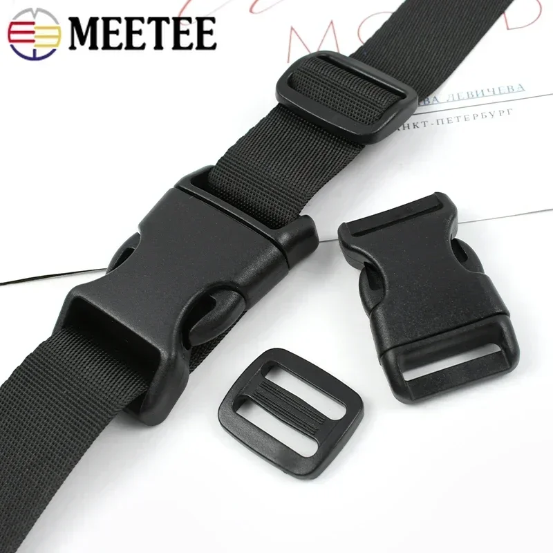 2-10Sets 15/20/25mm Plastic Buckles Clip Bag Strap Adjuster Ring Hook Release Belt Buckle Backpack Webbing Closure Clasp Sewing