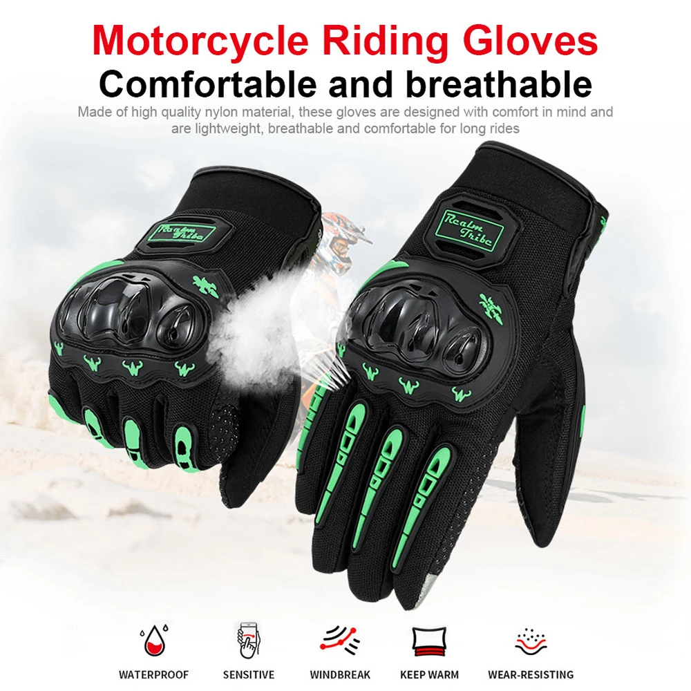 1Pair Motorcycle Gloves Breathable Full Finger Racing Gloves Outdoor Sports Bike Gloves for BMX ATV Road Racing Summer Winter