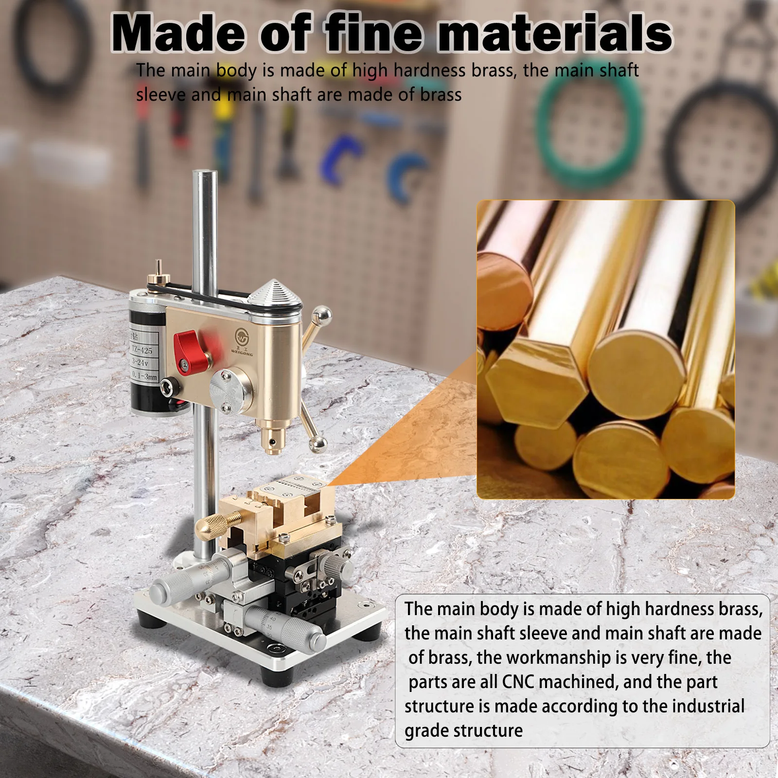 Precision Multifunctional Aluminum Alloy Bench Drill Watchmaking Tools Crown Punch Removable Manual Adjustable Rotating Model