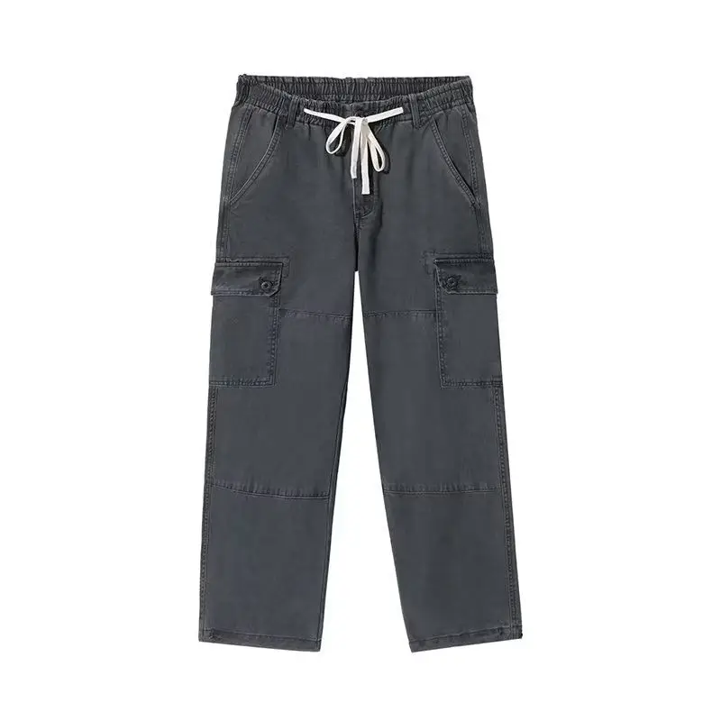 Pantalones Cargo Vintage de cilindro recto para hombre, pantalón holgado de alta calidad, a la moda, con múltiples bolsillos, combina con todo