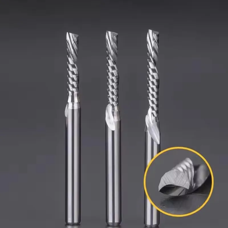 10pcs CNC Router Bit Single Flute Spiral Milling Cutter Wood 3D  Engraving bit Left Spiral End Mill Woodworking Tools