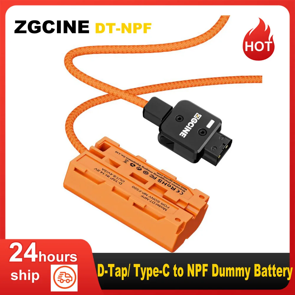 ZGCINE DT-NPF D-Tap to NPF Dummy Battery Braided Cable DC Coupler Accessory for Monitors/ LED Light/ Microphone