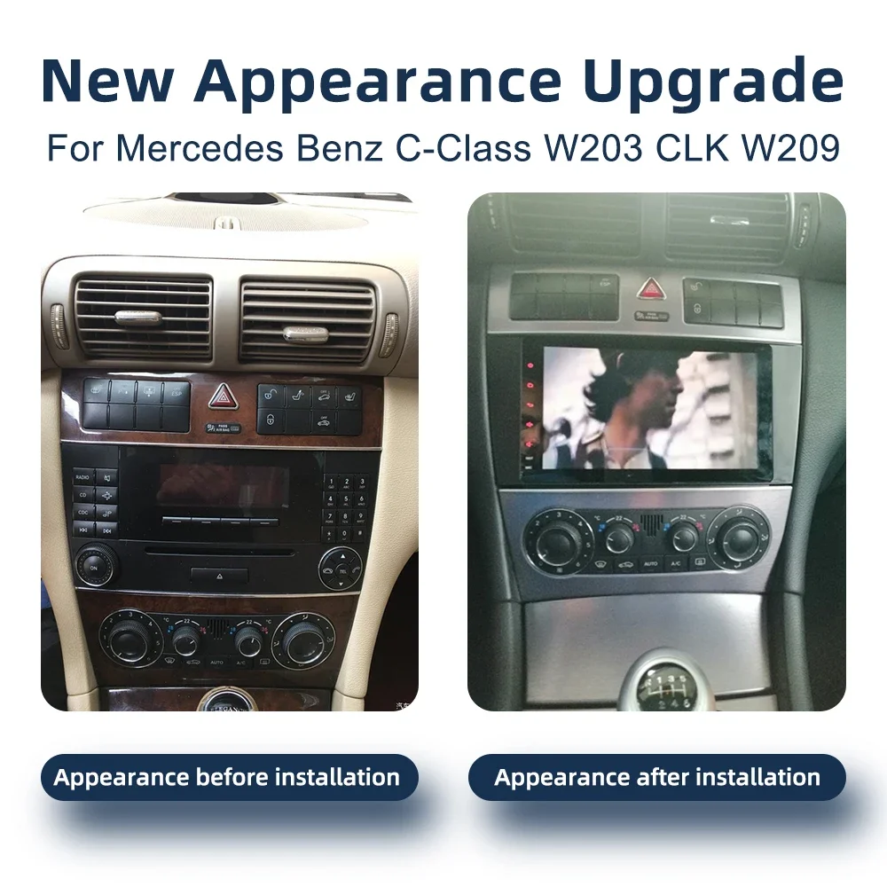 Android 13.0 Car Radio CarPlay GPS Navigation 4G WiFi Bluetooth Car Multimedia Player For Mercedes Benz C-Class W203 CLK W209