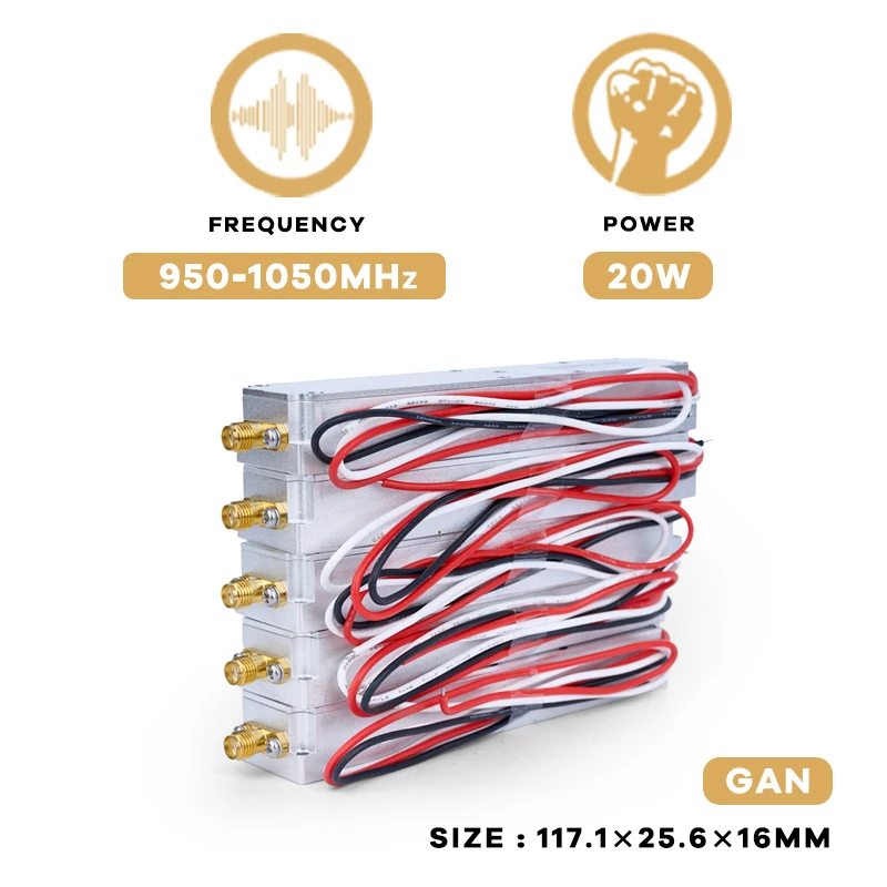 FPV Interceptor Blindagem Dispositivo, RF Signal Blocking Module para Anti Drone, Amplificador de Potência, UAV, C-UAS Jamming, 950-1050MHz