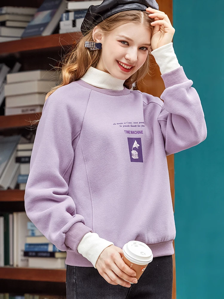 I BELIEVE YOU Spring Hoodies for Women Casual Long Sleeve Patchwork Turtleneck Sweatshirt Female Pullover Tops CWY203496A