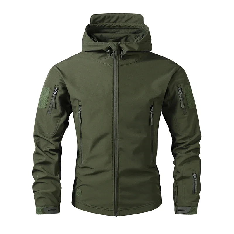 Men Simplicity Solid Coat Autumn Winter Outdoors Comfort Versatile Windproof Keep Warm Jacket New Fashion Casual Hooded Tops Men