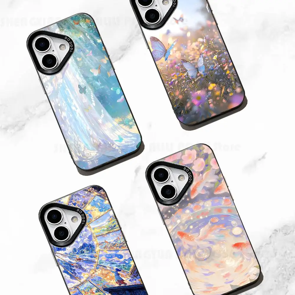 

Dreamy Illustration Case For IPhone 11 12 13 14 15 16 17 Pro Max XS X XR Cover