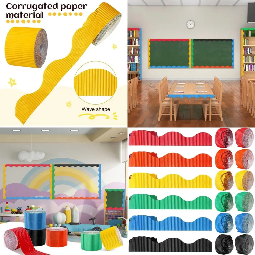 6팩 300피트 스캘럽형 게시판 테두리, 6가지 색상, 100일 학교 용품을 위한 교실 장식
