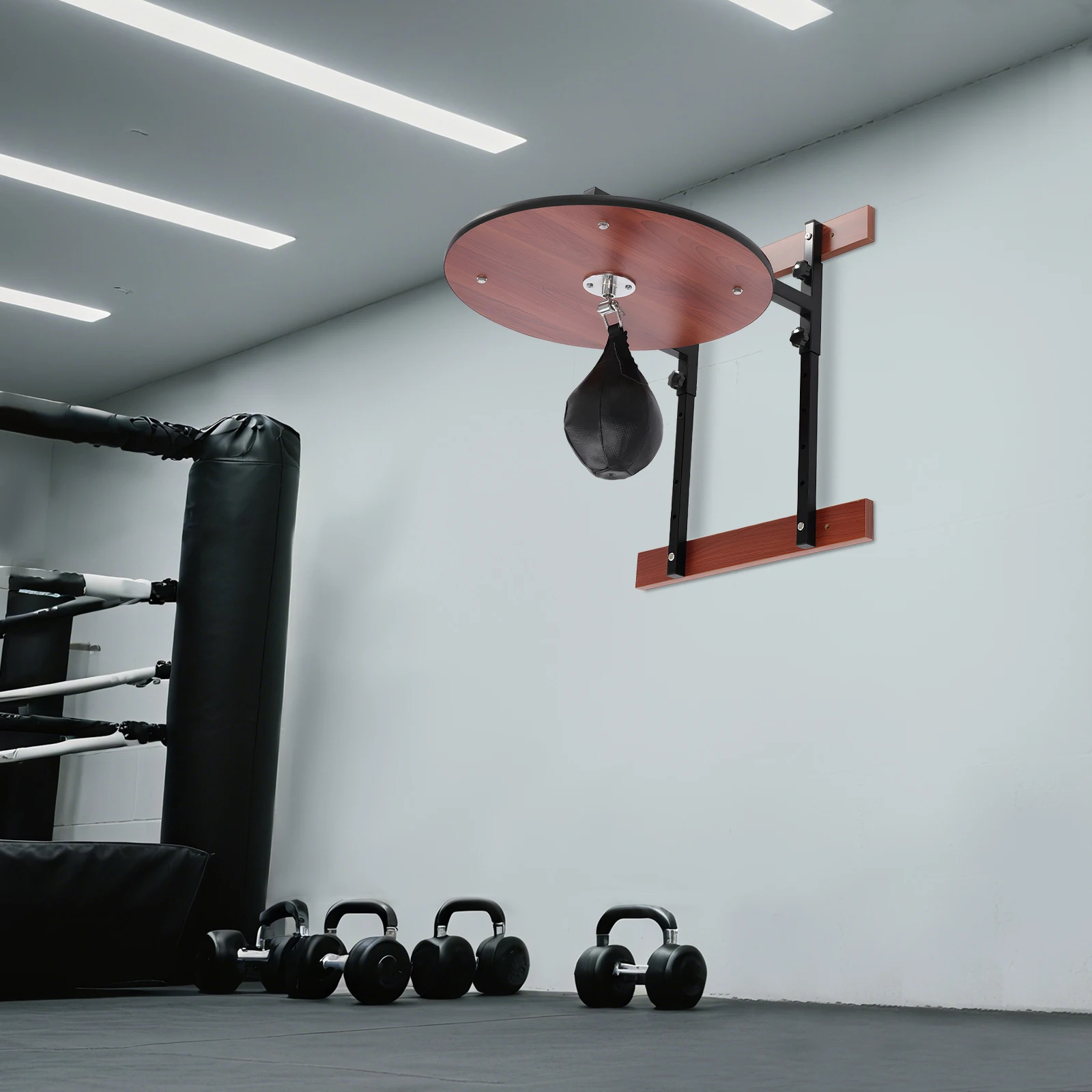 5-Level Height Adjustable Wall-Mounted Black Speed Bag, Sturdy Steel Build Supports up to 220 lbs, Perfect for Home Gym, Boxing Training & Combat Sports