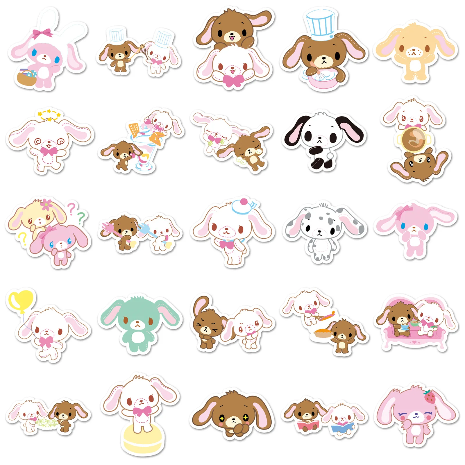 10/30/50 pçs açúcarbunnies dos desenhos animados adesivos shirowo kurousa graffiti kawaii sanrio decalques portátil guitarra carro bicicleta decoração brinquedo
