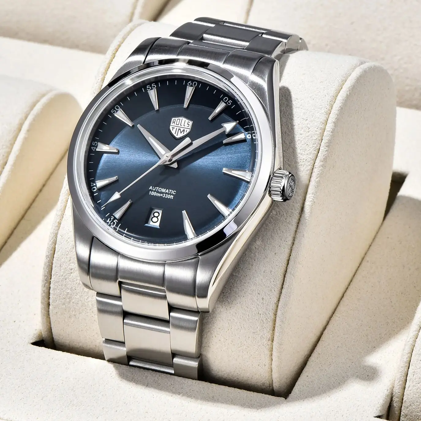 Rollstimi 2025 جديد 39 مللي متر ساعات رجالية ساعة أوتوماتيكية للرجال اليابان NH35A Movt ساعات آلية AR طلاء الياقوت ساعة اليد الرجال