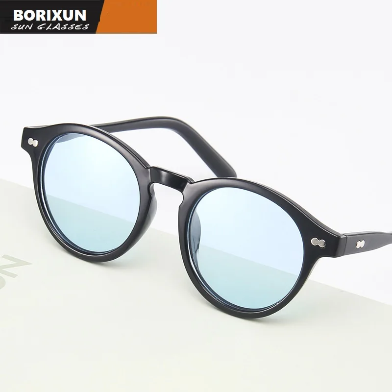 Retro Vintage Round Sunglasses for  Men Brand Designer Sun Glasses Women Fishing Black Frame Lens Eyewear Driving UV400 gafas de