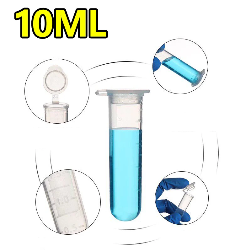 

1 pack/2 pack 10ml centrifuge tube with lid, round bottom centrifuge tube/EP tube with scale, 100 tubes/pack