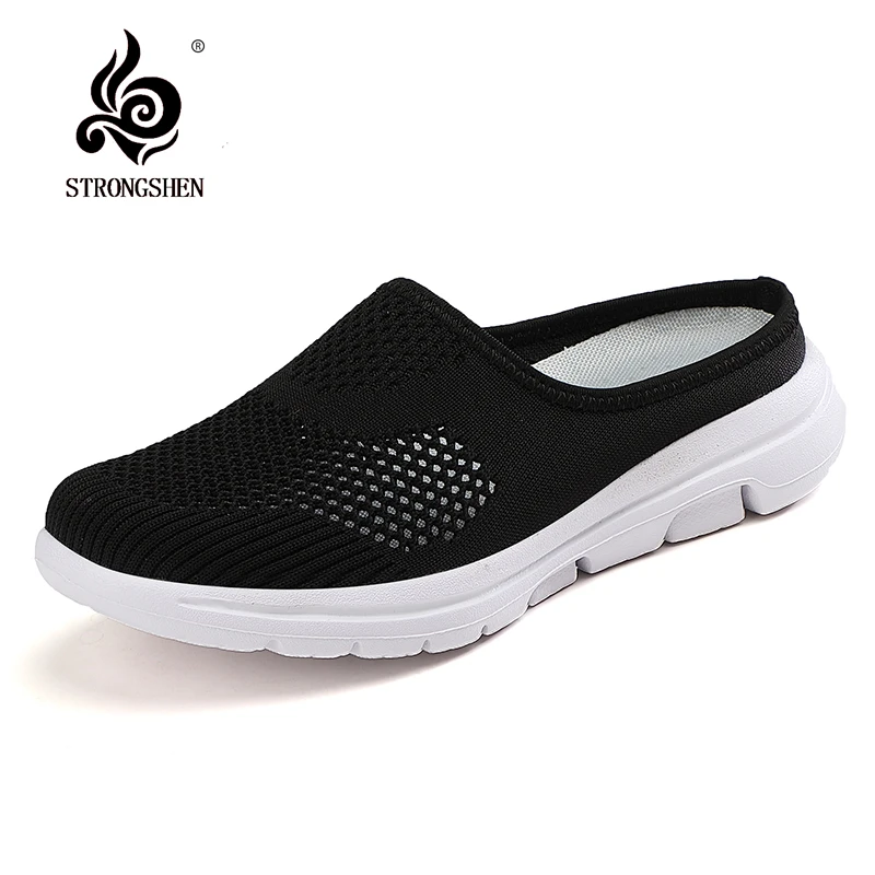 

STRONGSHEN Women Shoes Spring Casual Breathable Flying Woven Light Flat Shoes Women Casual Sneakers Flats Ladies Shoes