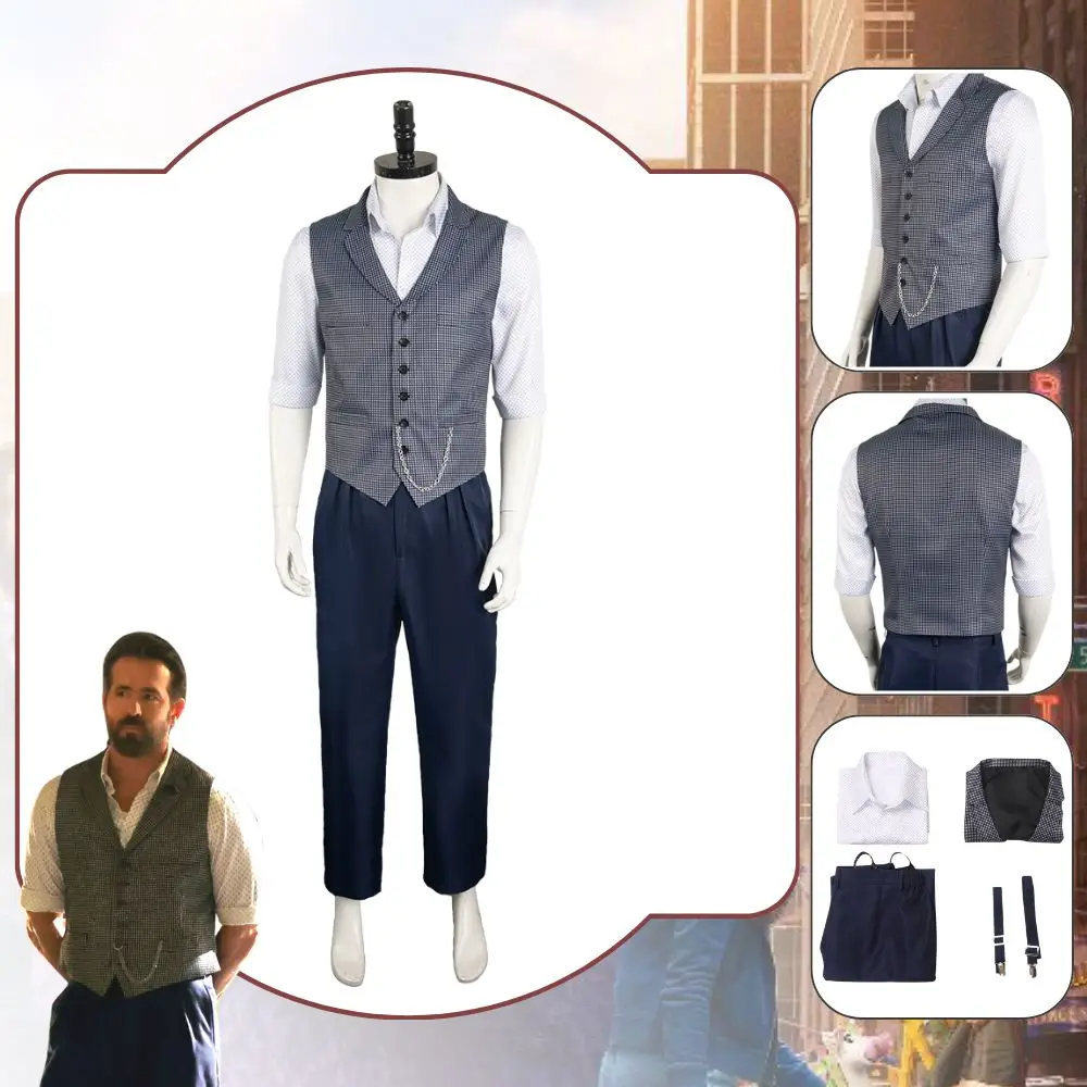 Ryan Reynolds the man upstairs Cosplay Costume 2024 Movie IF Cosplay Vest Set Disguise For Male Adult Halloween Carnival Suit