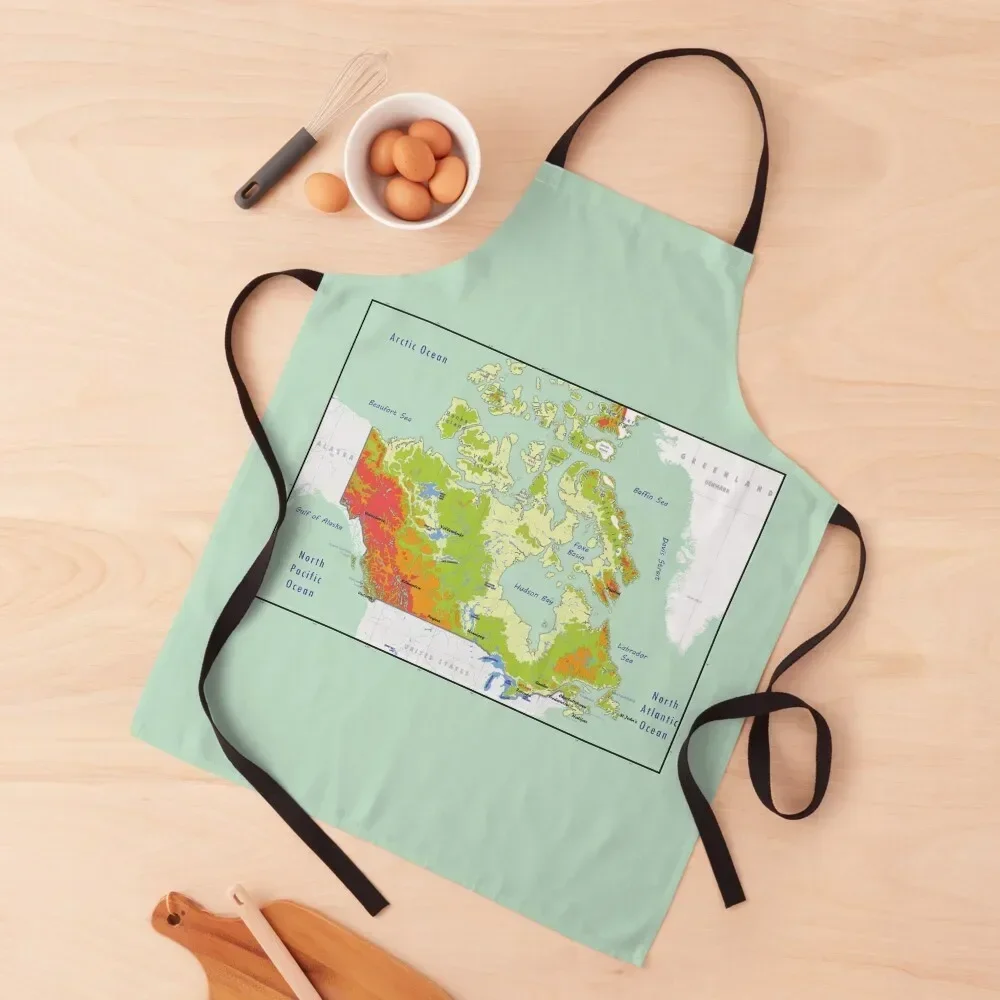 Canada map, topographic map of Canada with names of the oceans, seas, Lakes, capitals, and boundaries Apron barber uniform Apron