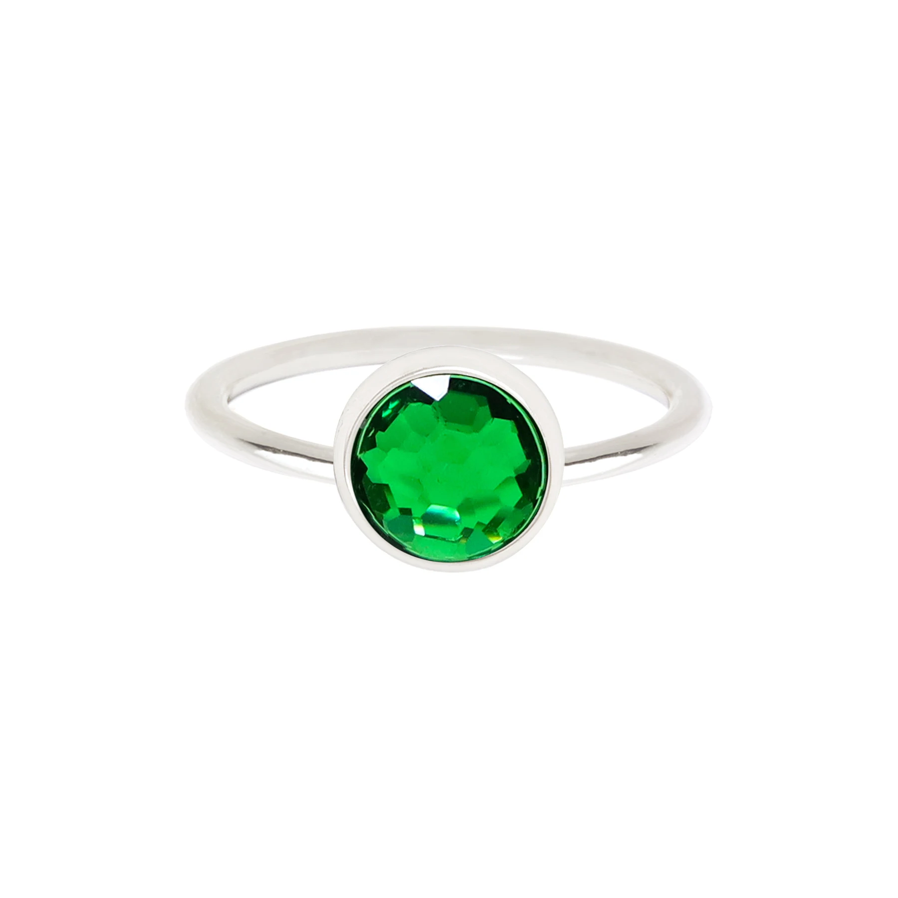 Emerald Crystal Petite Ring Christmas Day Gemstone Jewelry All Size