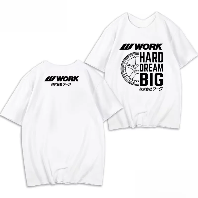 2026 New JDM Family Matching Oversized Unisex Car T Shirt Racing Wheel Hard Dream Big Print Cotton Short Sleeve Streetwear Tee