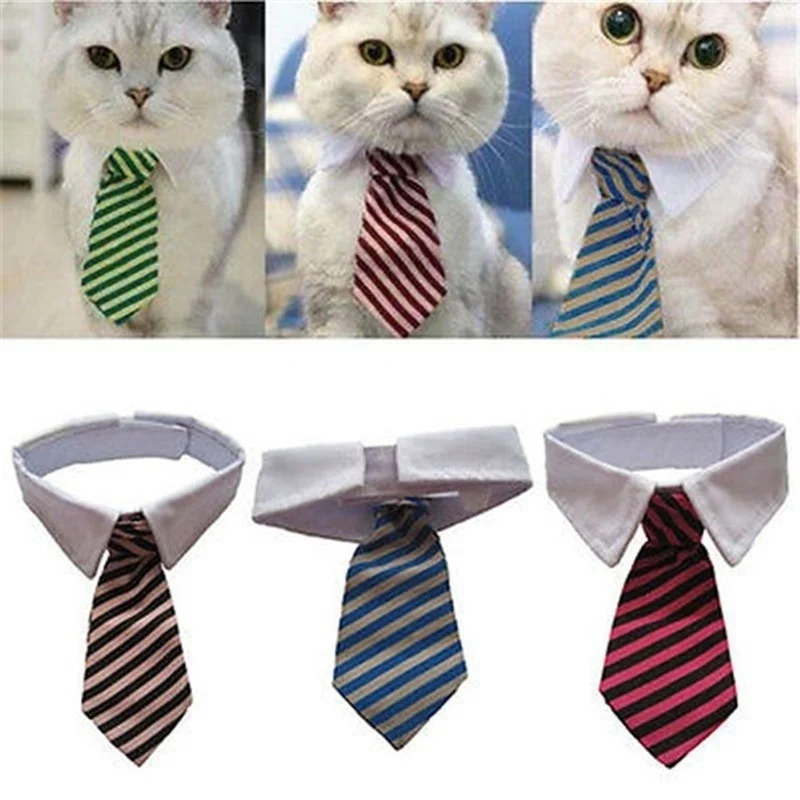 Dog Cat Grooming Striped Bow Tie Animal Bowtie Collar Pet Adjustable Neck Tie Christmas Cat Necktie Bib Scarf for Party Wedding