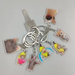 2023 Cute Happy Cat Banana Cat Cry Key Chain Student Gift El Gato Cat Meme Funny Key Ring Jewelry Gifts For Girlfriend For Woman