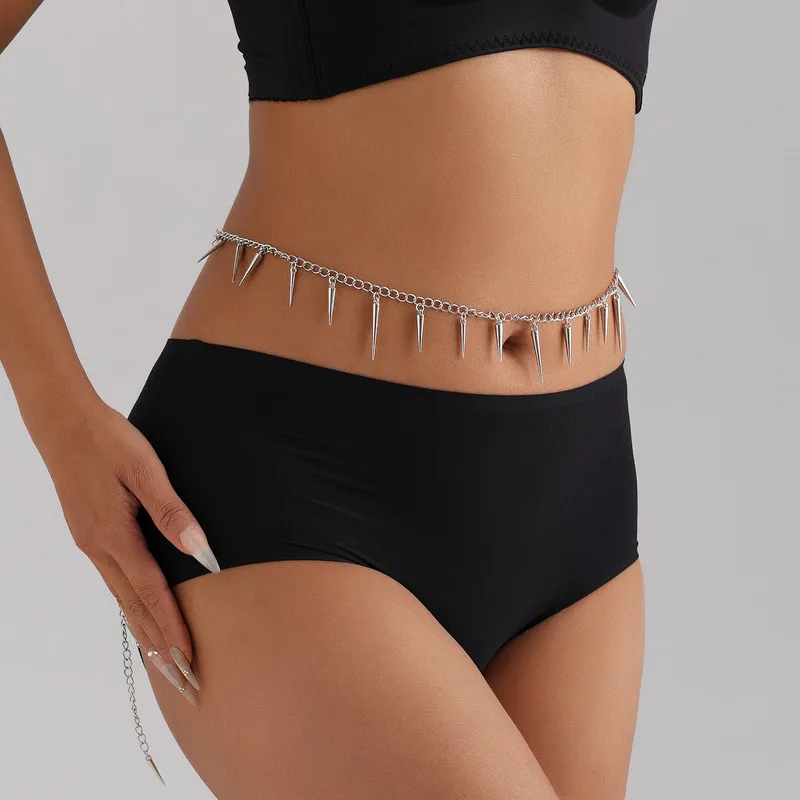 Punk Hip High Waist Chain For Women Silver Color Metal Chain Waistband Party Dress Belts Accessorie