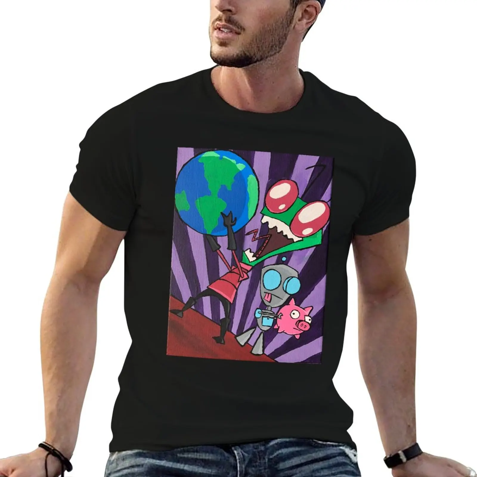 Invader Zim Fanart T-Shirt Trendy Print Short Sleeve T-Shirt