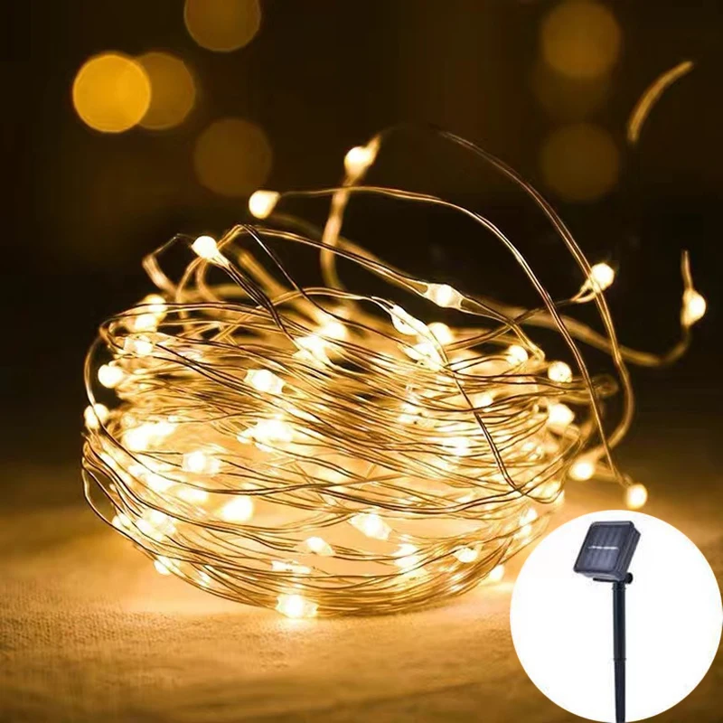 Solar Copper Wire Lamp String 8 Function To Insert Color Lights Decorative Atmosphere Lights