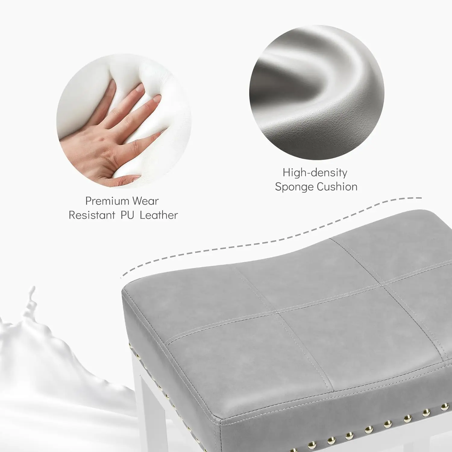 Banquetas para ilha de cozinha, altura contrária, estofadas, modernas com base de metal, sela de couro PU, 2 polegadas, 4 polegadas, 24 polegadas