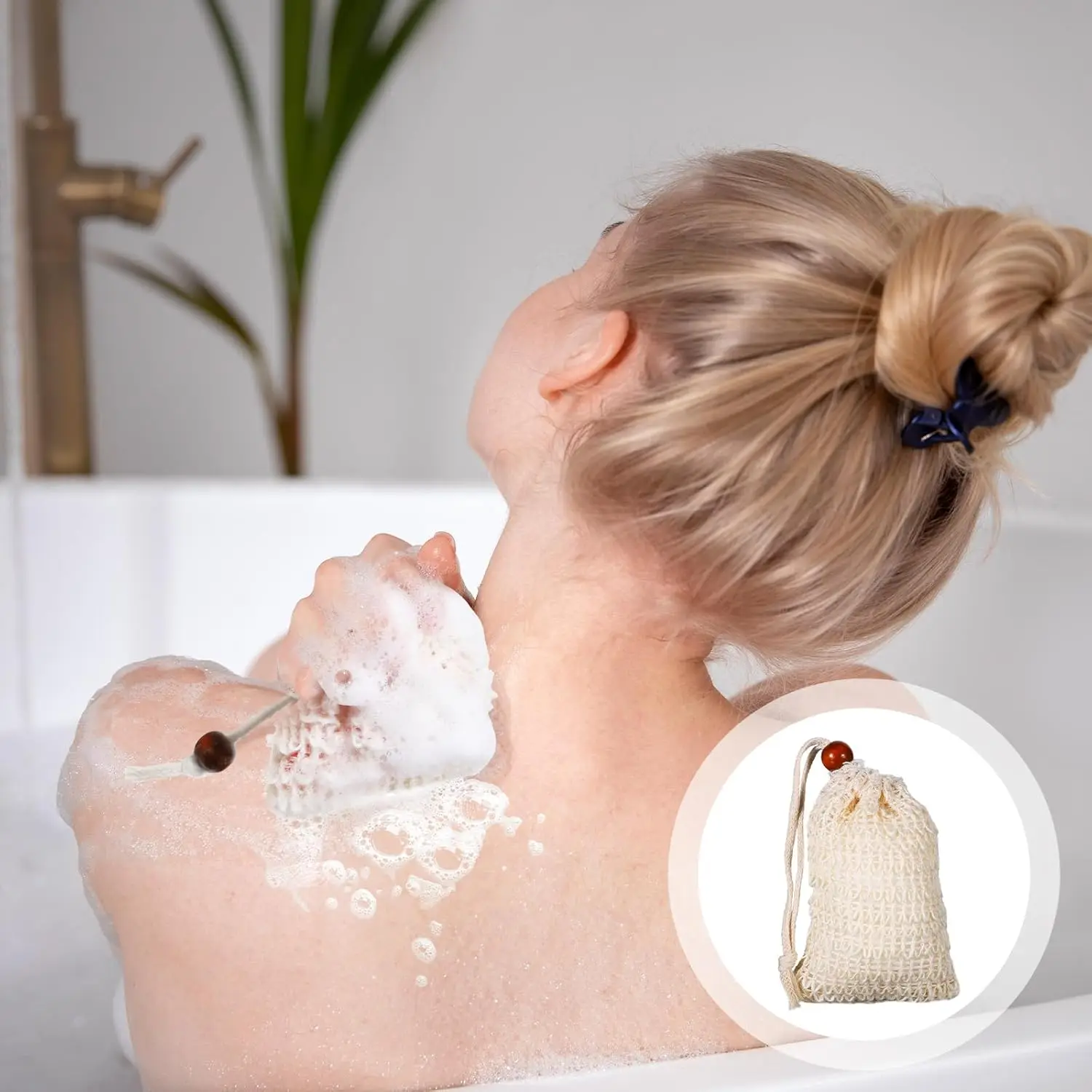 Bolsa salvavidas de jabón de sisal natural para bolsa de jabón orgánico para exfoliar la espuma y secar el aire durante los duchas