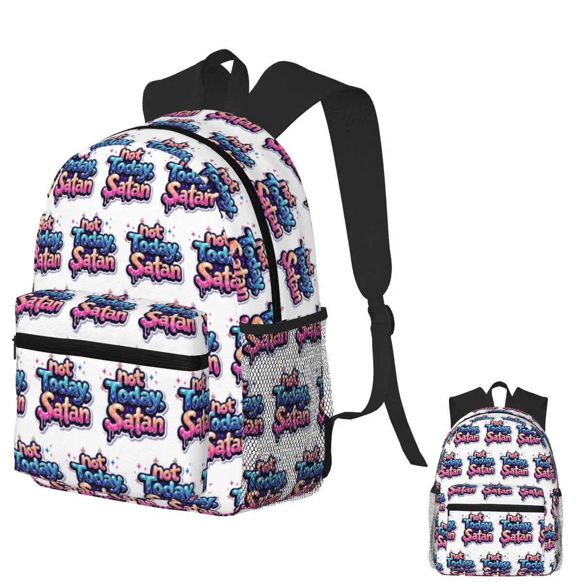 

Not Today, Satan Bubble Letter Drip Art Student Backpack School Bag Hiking Travel Daypack for Boys Girls Bookbag Shoulder Bags
