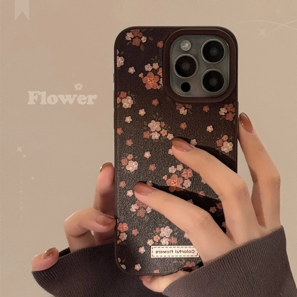 Retro autumn winter warm tender flowers art Phone Case For iPhone 16 15 14 13 12 11 Pro Max Case Cute Luxury Cartoon Soft Cover